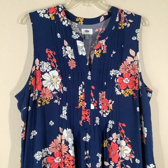 OLD NAVY Plus Size Sleeveless Midi Dress Blue Floral Preppy Beach Vacation XXL - Picture 2 of 11